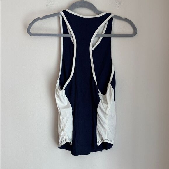 Daily Practice Anthropologie Piped Half-Zip Tank Women's large Navy Top NWT sexy - Picture 10 of 12
